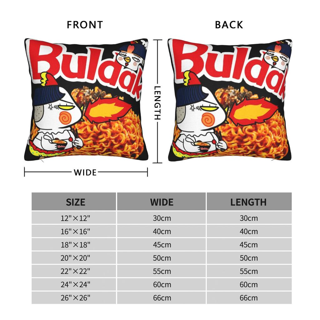 Pillow Cover Buldak Hot Chicken Ramen Loves  Kawaii Pillow Case For Sofa Couch Bed Living Room Pillowcases