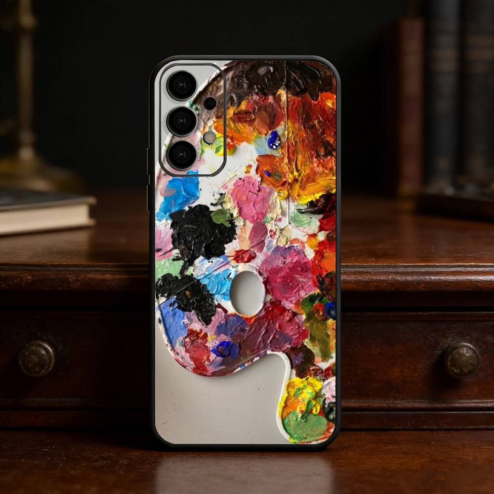 Watercolors Set Paint Palette Phone Case For Samsung S25,24,23,22,30,21,10,9,Ultra,Plus,Lite Soft Black Case