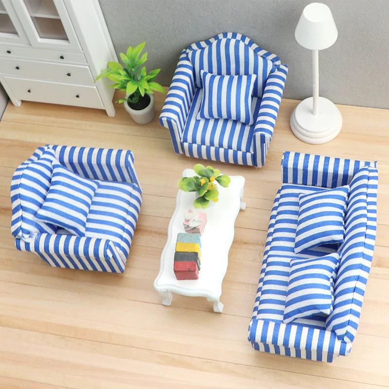 1/12 Simulation Sofa Model Doll Home Miniature Single/Double Sofa Living Room Furniture Decor Micro Scene Props