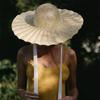 New Large Brim Ribbon Straw Hat Summer Hats For Women Ribbon Beach Cap Beach hat Dome Top Sun Hat Holiday Elegant cap