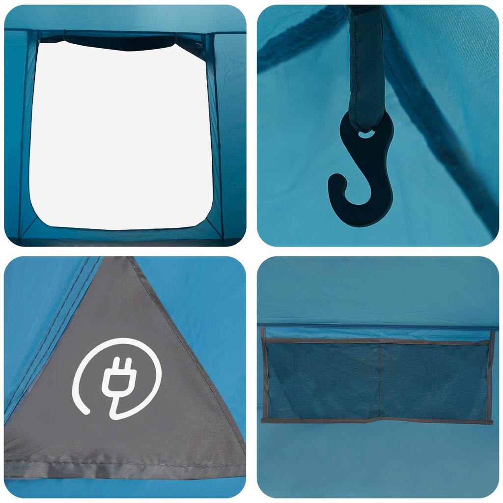 Cabin Tent with Roof Blue 210 x 210 x 138 cm Polyester