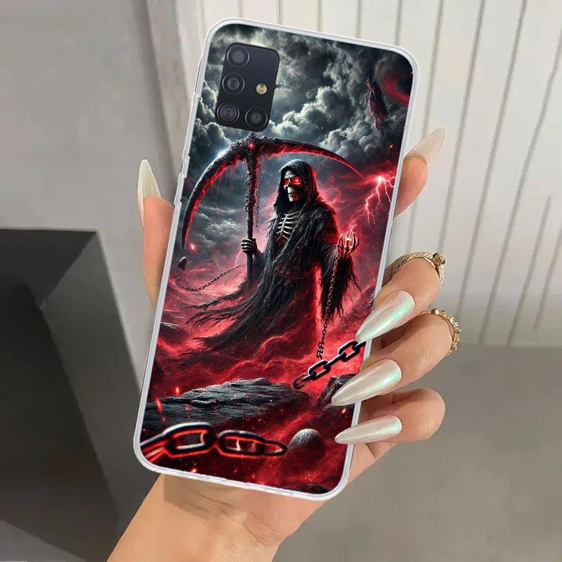 Death Grim Reaper Skull Scythe Phone Case for Samsung Galaxy A52 A32 A22 A12 A02S A50S A30S A10S Note 20 Ultra 10 Plus S10 A31 A