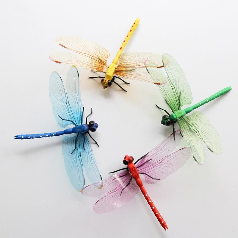 6PCS Fake Dragonfly Clip Waterproof Outdoor 3D Dragonfly Garden Decorative Clips Home Patio Ornaments Crafts Fake Dragonfly Clip