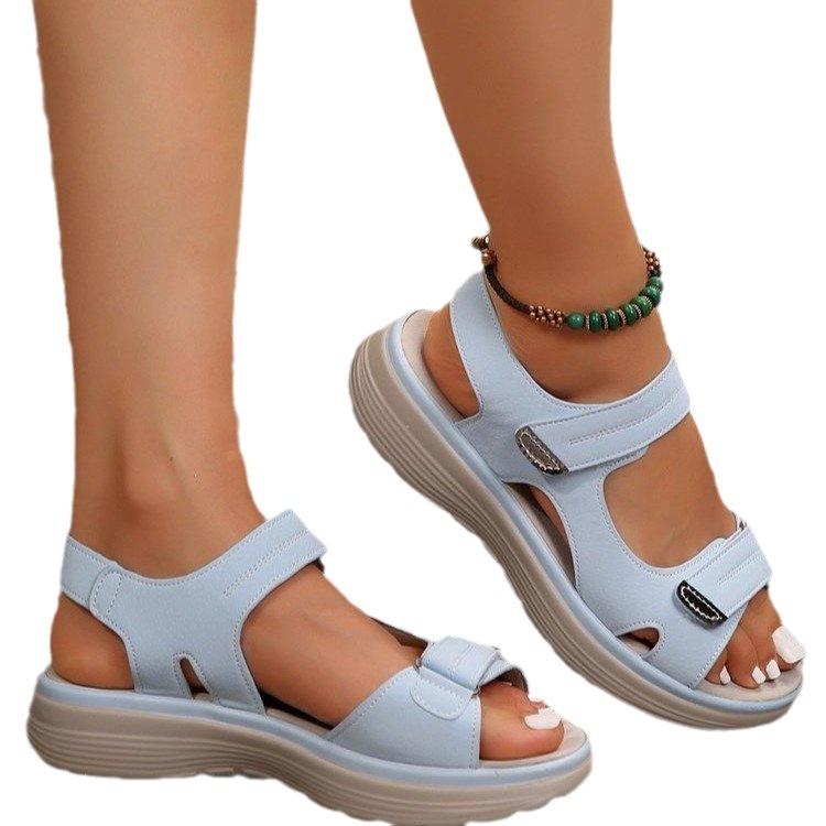 2025 New Summer Foreign Trade Women's Shoes Large Size Thick Bottom Casual Sandals One Strap Sandals Women's Shoes