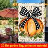 2D Flat, 2D Flat,1pc Autumn Pumpkin Polka Dot Bow Print Double-Sided Garden Flag, Outdoor Decoration, Lawn, Flag Solely, Garden Flag, 2D Flat