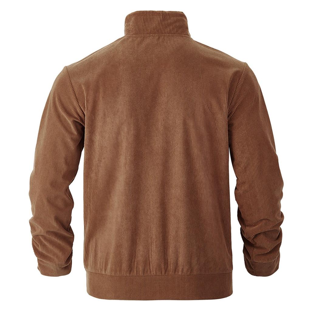 Men's Solid Color Corduroy Lapel Jacket Men's Retro Multi-Pocket Work Jacket