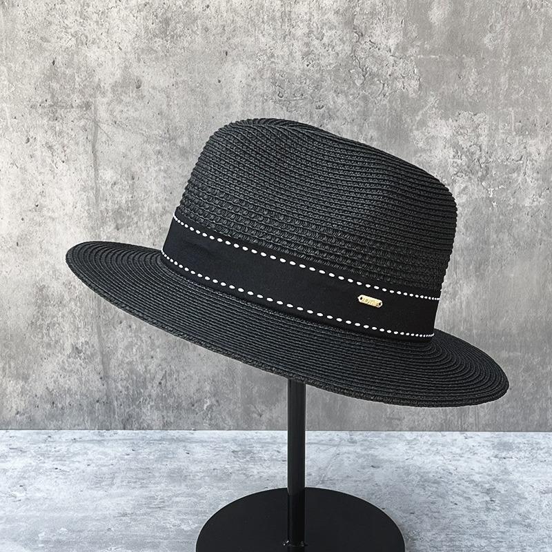 Straw Hollow Panama Straw Hat Men And Women Summer Seaside Vacation Beach Hat Jazz Hat Sun Visor Top Hat