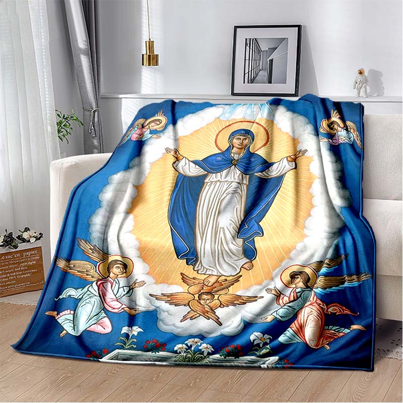 1 PC 3D printed flannel blanket (Our Lady of Guadalupe pattern) home blanket birthday gift. Customizable.