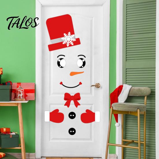 Removable Seasonal Wall Stickers Christmas Snowman Stickers, DIY Decorative Emoticon for Holiday Party Supplies, Festive Surface Decorations