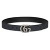 GG Marmont Doppel-G Gürtelschnalle doppelseitiger Ledergürtel Herren Schwarz Breite 3,7cm 627055-92TIN-1000