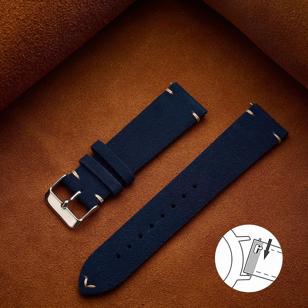 

Ремешок из мягкой замши с быстрой заменой 14 мм 16 мм 18 мм Браслет 20 мм 22 мм Коричневые ремешки для часов из телячьей кожи Женские и мужские аксессуары 20mm темно-синий