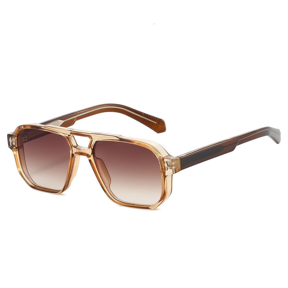 Propionic Retro Men Pilot Sunglasses Uv400 High-end Large Frame Metal Insert Square Rivet Sunglasses