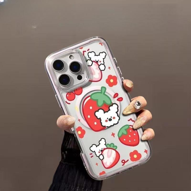 Cute strawberry puppy colorful magnetic suction for Apple 16/15iphone13XR/MAX Huawei mobile phone case