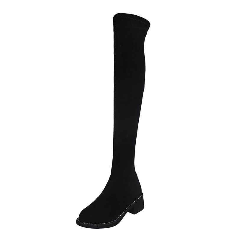 Winterstiefel für Damen 2025: Overknee-Stiefel mit Blockabsatz, Stretchmaterial, Kunstfellfutter, Wärmeisolierung und figurschmeichelnder Passform