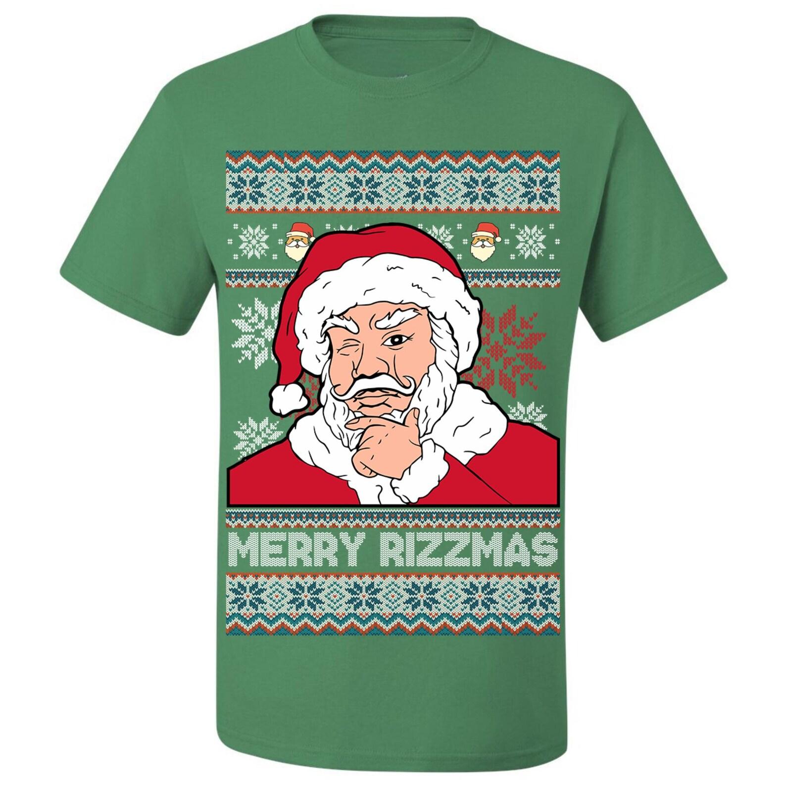 Ugly Christmas T-Shirt Merry Rizzmas Santa Claus Rizz Tee Shirt L