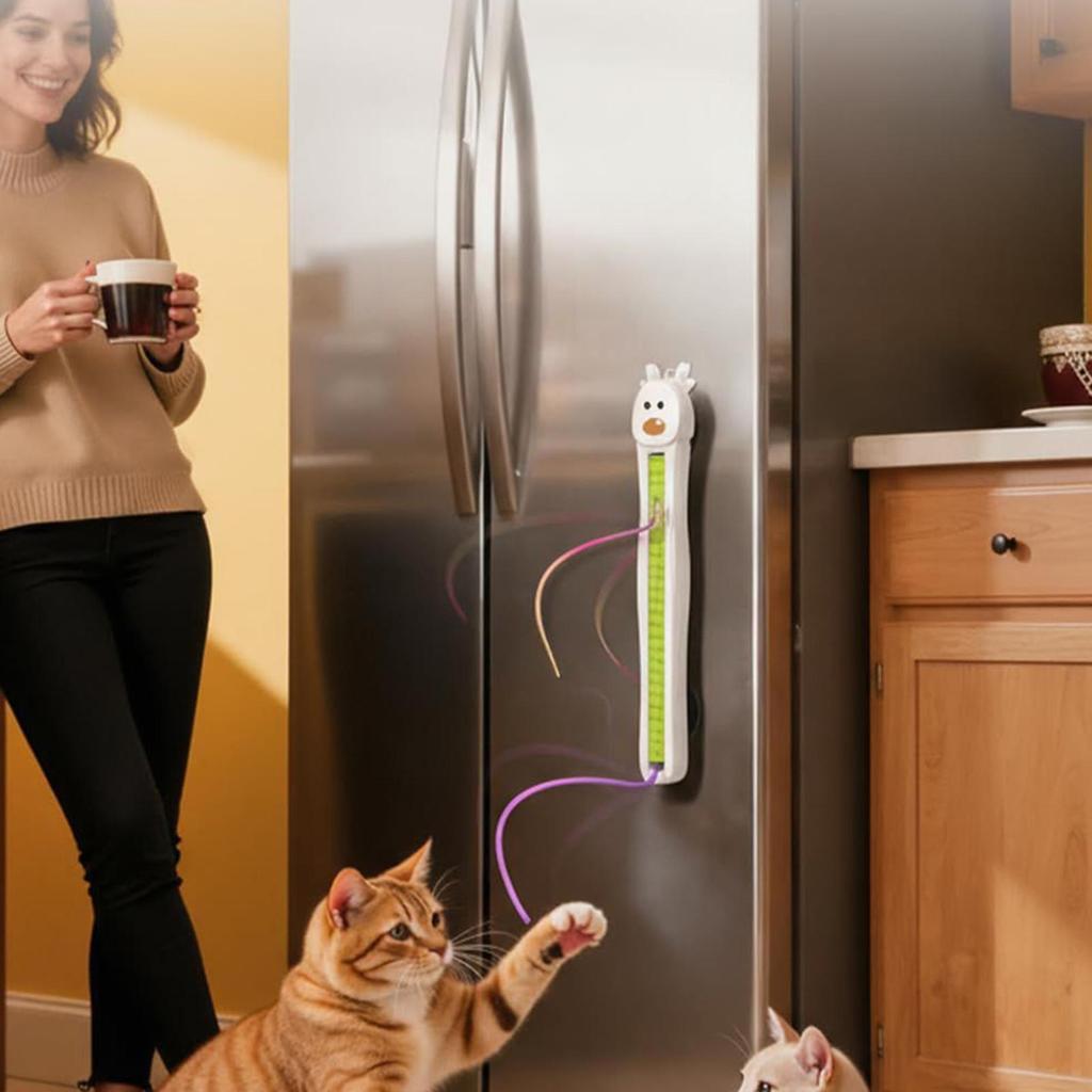 Electronic Cat Toys Wall Mounted Flying String Enrichment Rechargeable Moving Cat Toys For Home Living Room Kitchen Apartment