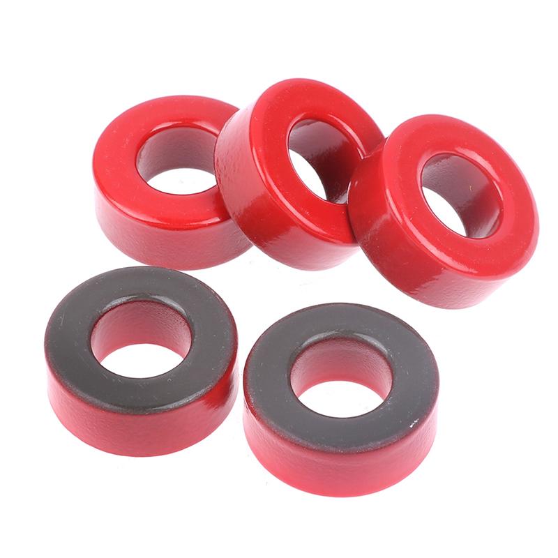 5 Pcs 27*14*11 Mm 10microO T106-2 Iron Ferrite Toroid Coresfor Inductors Iron Powder Core Red Ring Low Permeability