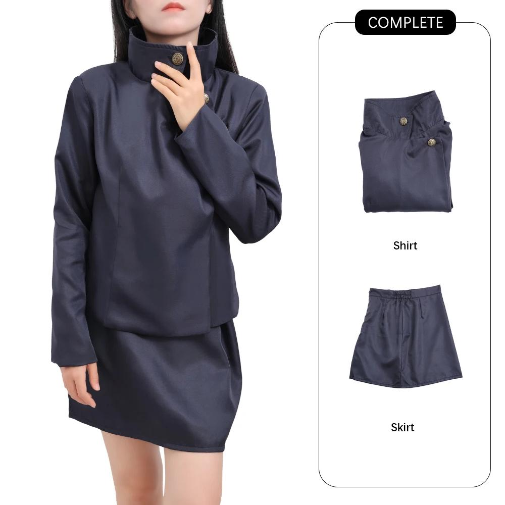 Jujutsu JJK Manga Anime Shoko Ieiri Cosplay Kostuum Pruik Jas Rok Roos Net Synthetisch Halloween Kerstmis S-3XL S black