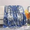Blue and White Butterflies  Print Flannel Blanket, High quality Comfortable for All Seasons, Home Decor, Warmth and Comfort