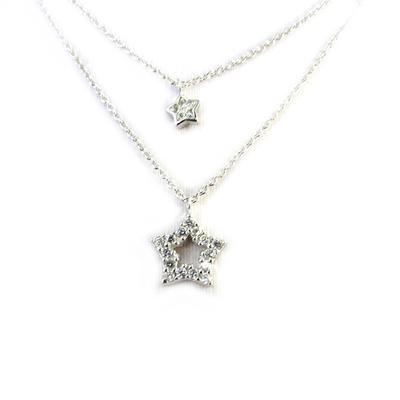[M1782] - White 'Star' Silver Necklace