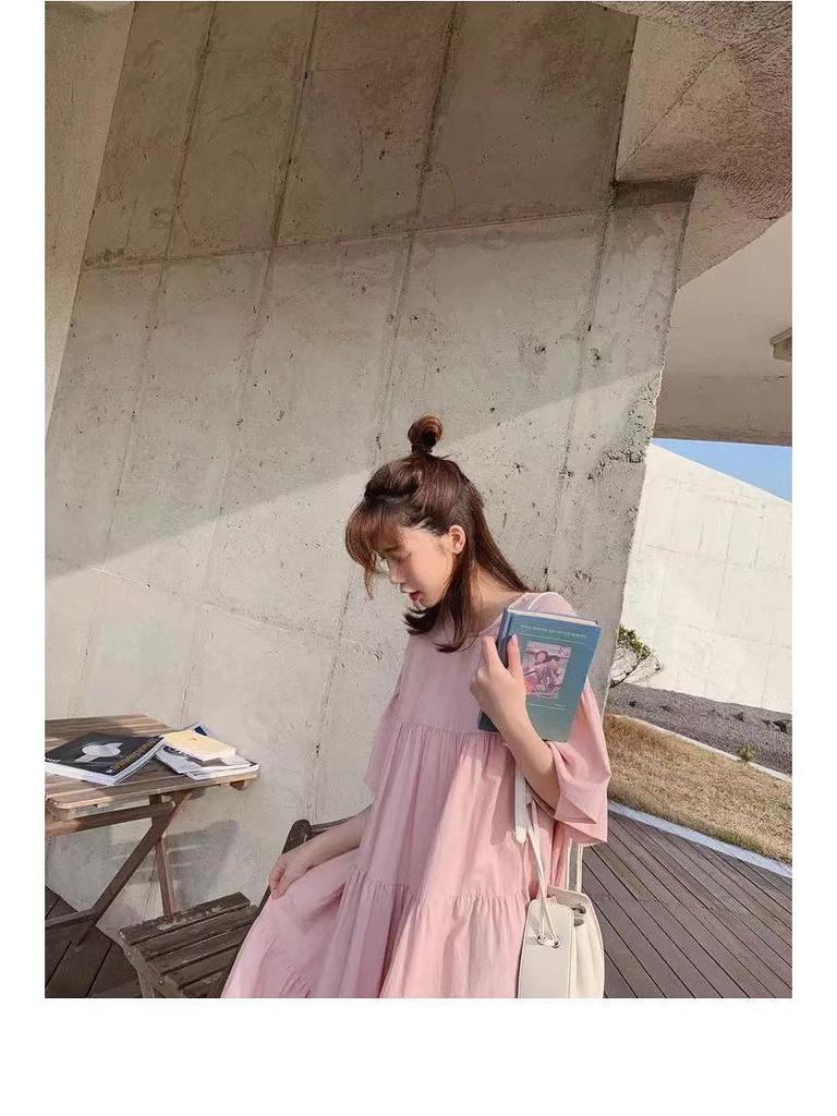 Korean Style Summer Maternity Dress Set - Long, Plus Size & Trendy for Hot Moms