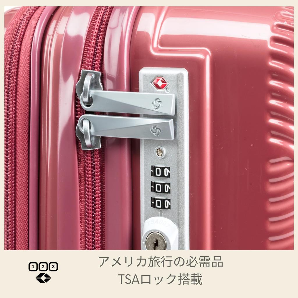 Front Open No TSA Warranty Pink [Samsonite] Suitcase, Carry-on Case, Volant, Carry-on, Expandable, Only, Expandable, Lightweight, Lock, 1-3 Nights/4-6