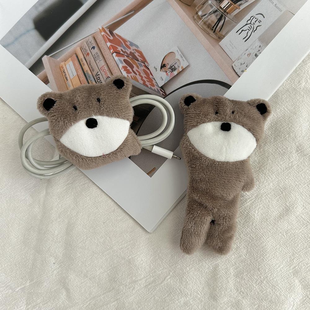 Bear Wired Headphone Cable Storage Buckle Data Cable Storage Portable Fabric Charging Organizing Buckle Cute Cable Manager
