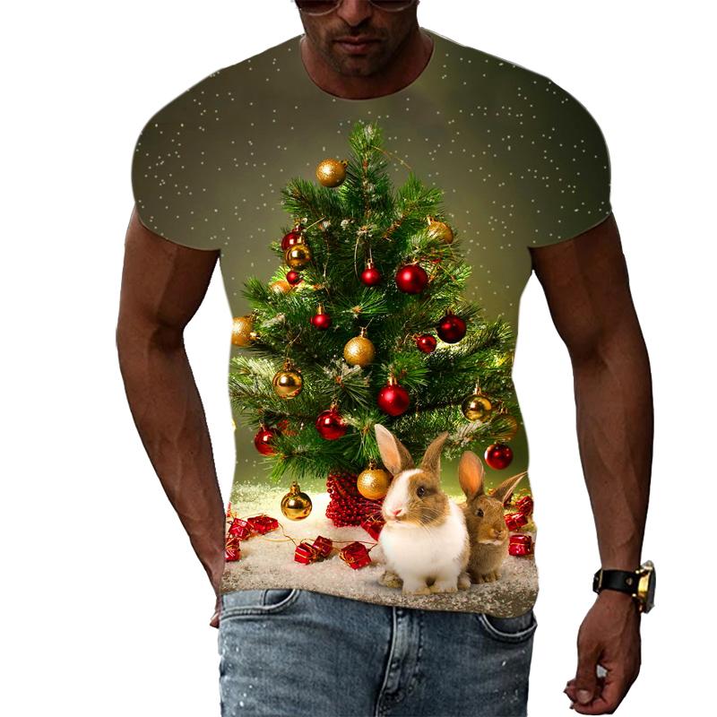 New Unisex Celebrate Christmas T-shirt With Print Fashion Casual Creative Trend Men's T-shirt Summer Interesting Hip Hop Tshirt