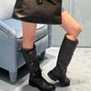 Winter Women Biker Boots Belt Buckle Ladies Elegant Platform Long Pipe Booties Casual Women's Knee High Booties
