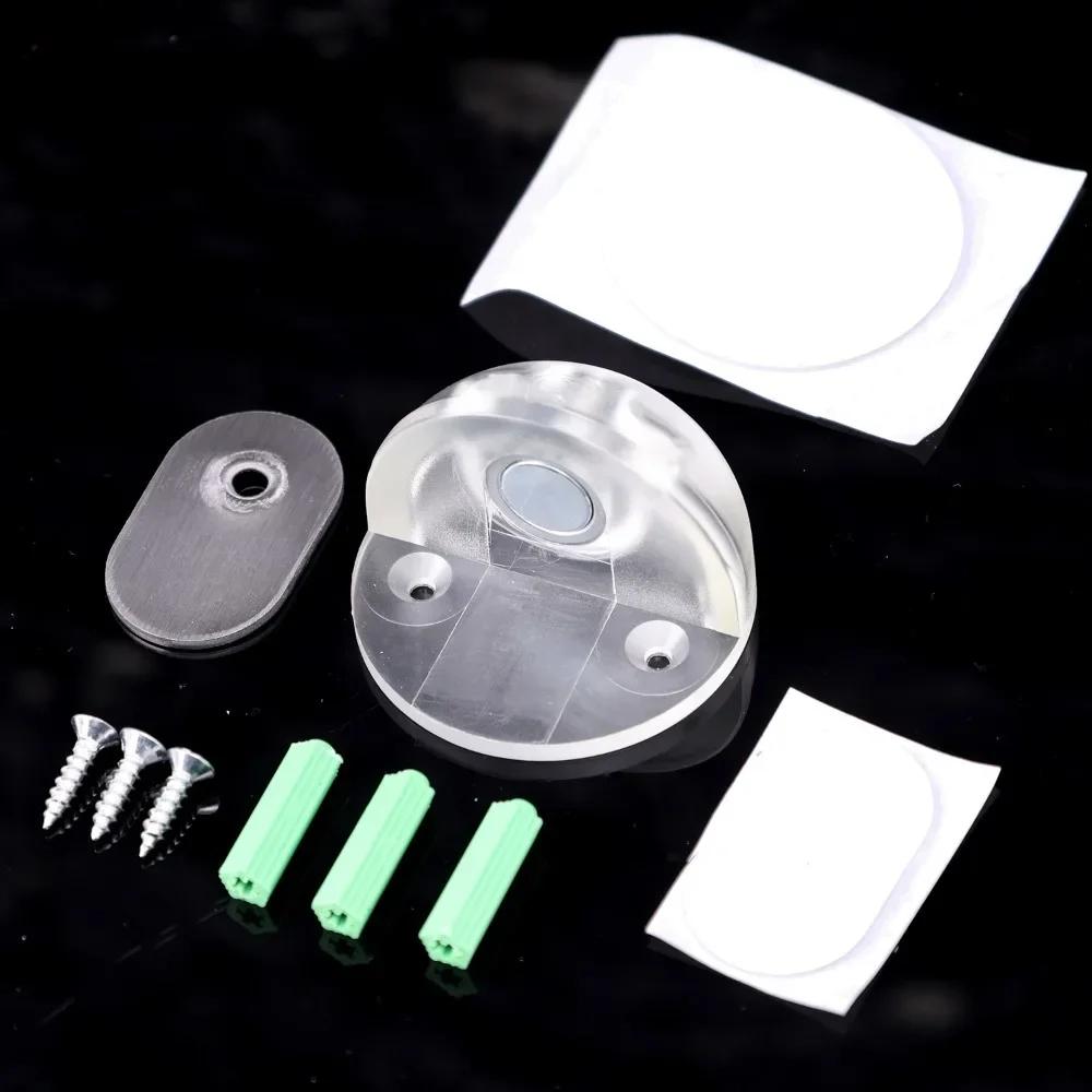 Magnetic Silicone Door Stops Hidden Stainless Steel Semicircle Door Stops Catch Floor Mounted Nail-free Doorstop Hardware Tool