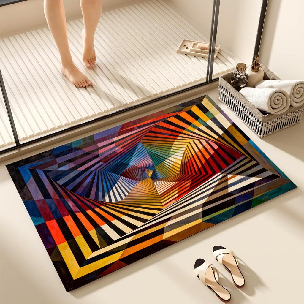 Geometric Dirt-Resistant Entrance Floor Mat - Easy To Clean & Wear-Resistant, Decorative Entryway Foot Mat