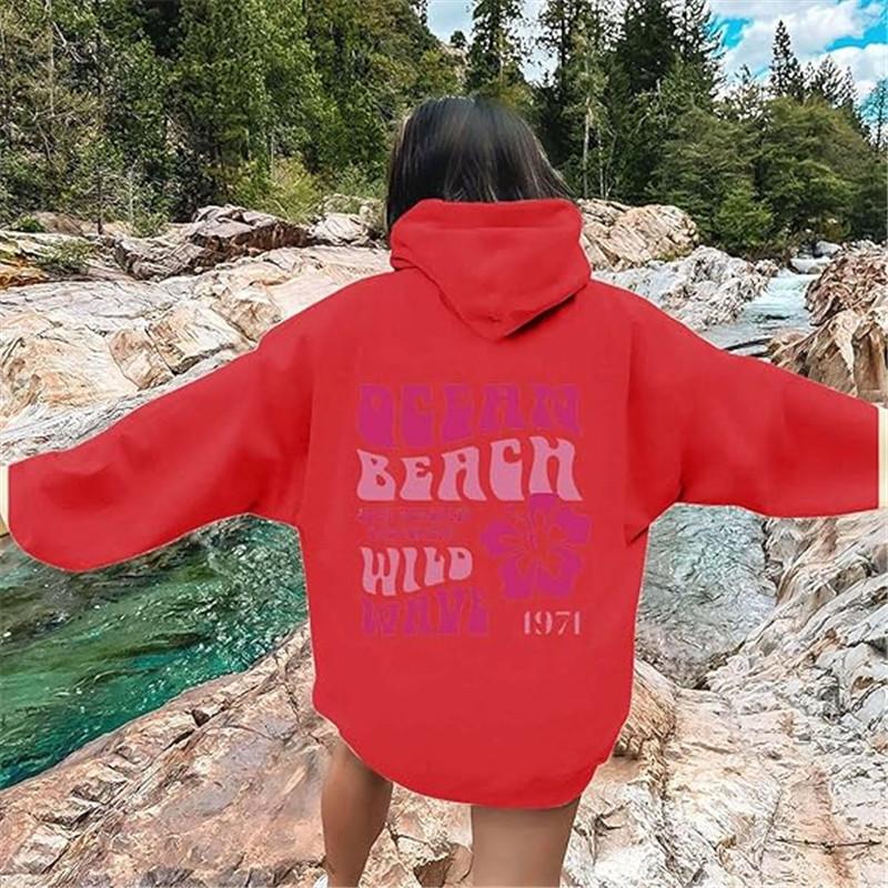 New S--5XL European Size Women's Shoulder Sleeves Threaded Cuffs Hem Sweater Hoodie Oversized Letter Printing