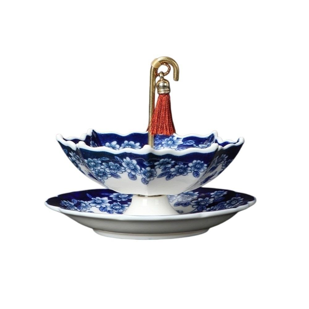 Ceramic Umbrella Tea Strainer Chinese Style Blue and White Porcelain Tea Filter Tea Room