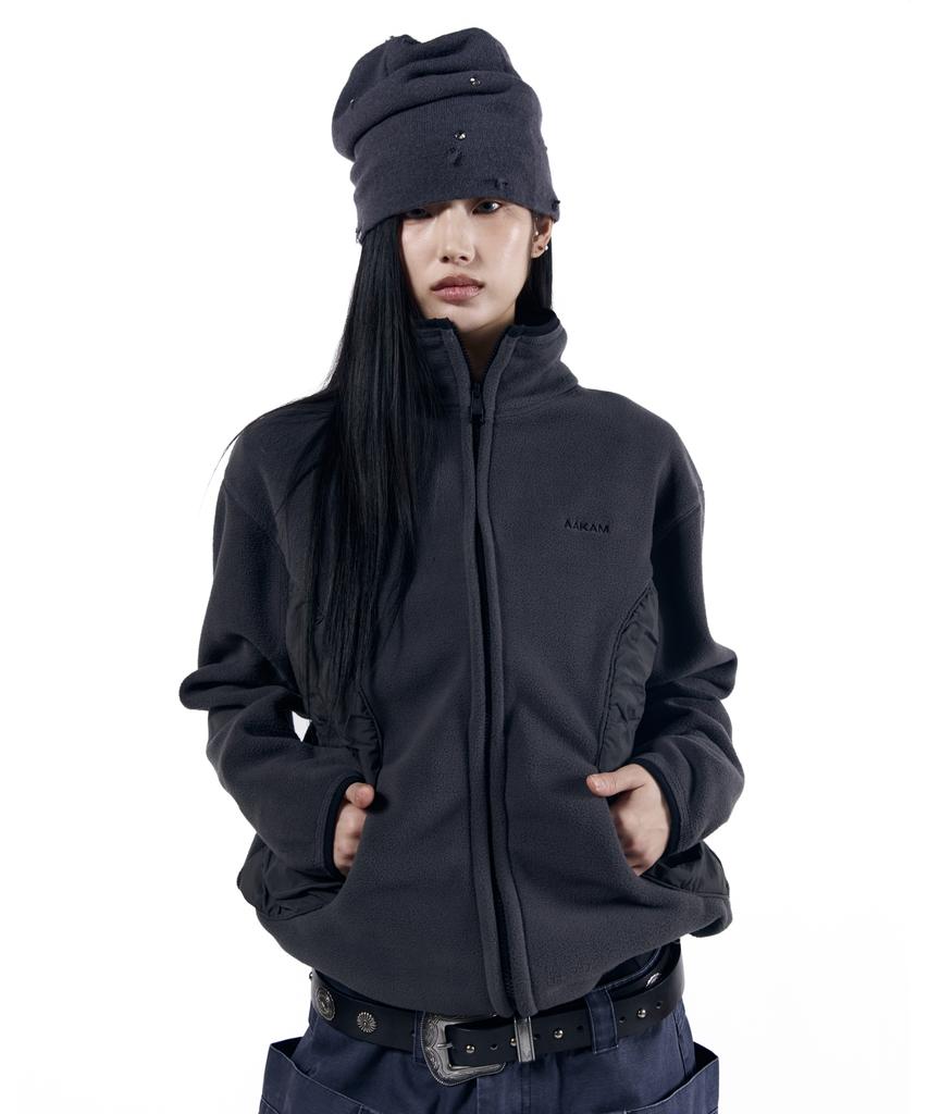AAKAM Rhinestone Damaged Long Beanie (Gray)