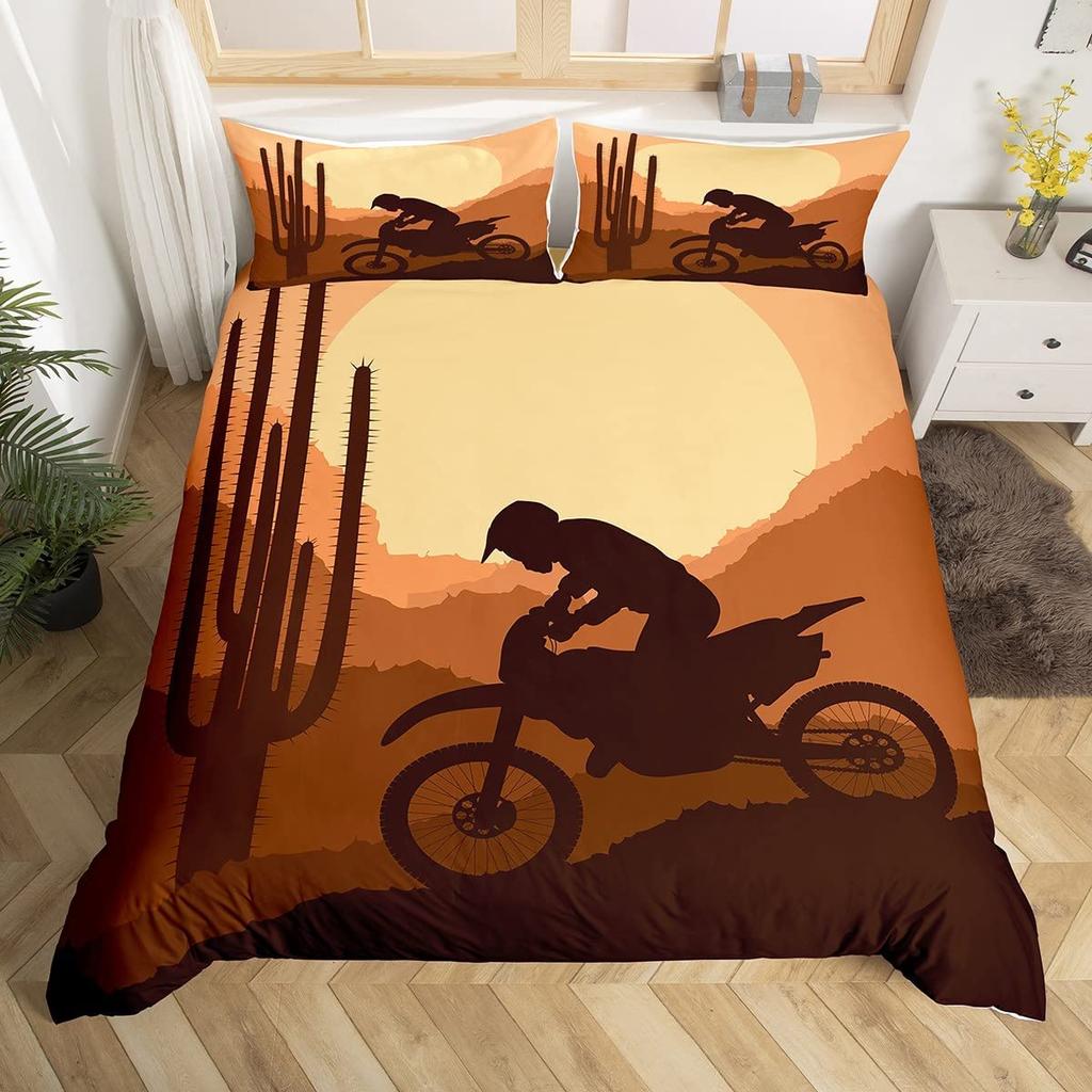 Dynetrekk for terrengsykkel Ekstremsport Sengetøysett Sykkelfører Dundyne Trekk Racing Dirt Bike Dynetrekk Twin Queen Size