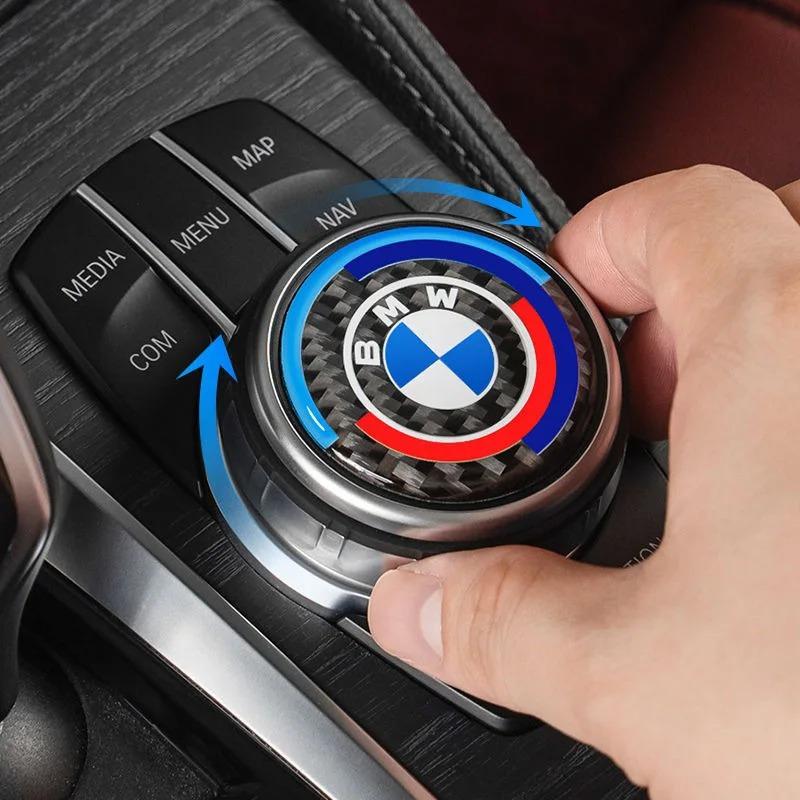 4.5CM 4.8CM Carbon Fibre Car Center Console Knob Stickers Decoration Accessories For BMW 1 2 3 4 5 6 Series GT Z4 X3 X4 X5 X6 X7 bzvm78