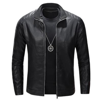 Motorcycle Jacket Men's Slim Short Coat Collar Pu Jacket Windproof Leather Coat Blazer Men's Blazer