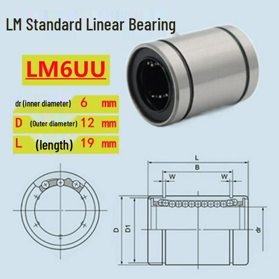 Linear Bearing LM6UU - 6x12x19 Mm Sliding Motion Block Available