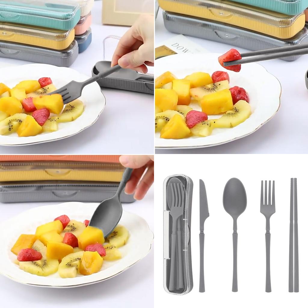 20pcs Plastic Cutlery Set for School Lunch / Camping and Picnics / Daily with Cutlery Box, Reusable Travel Flatware Set
