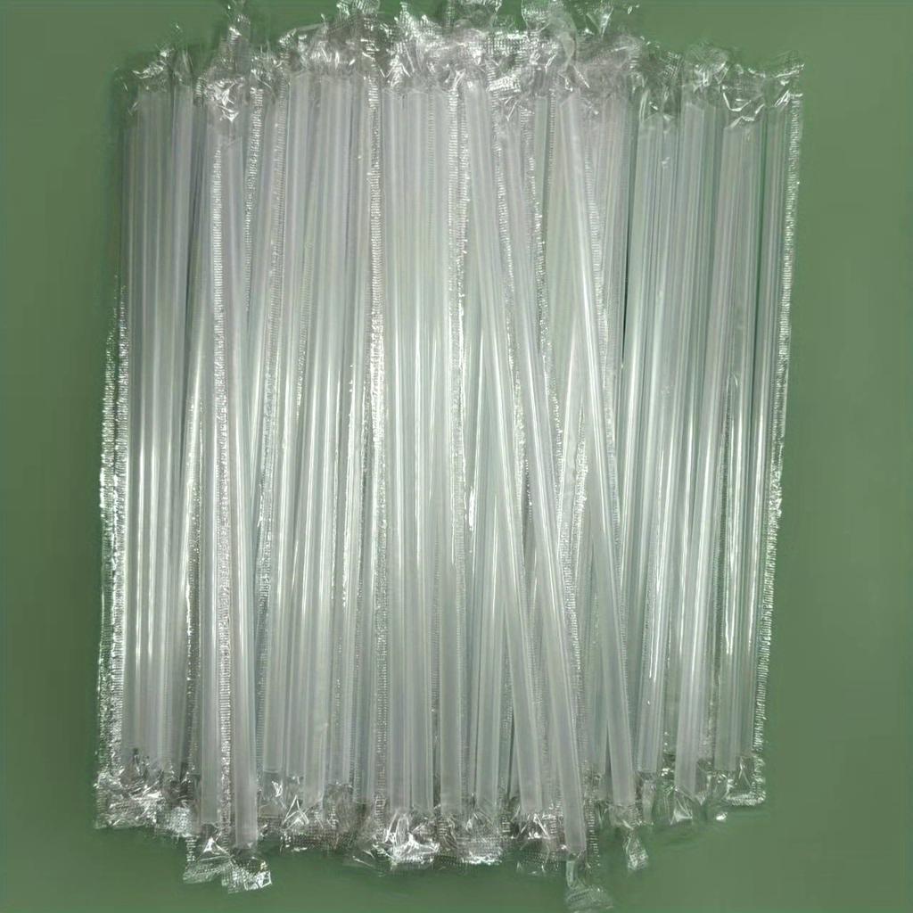 50/100Pcs Clear Disposable Plastic Straws Individually Wrapped Party Supplies for Restaurants Cafes, Events, Cafe Supplies