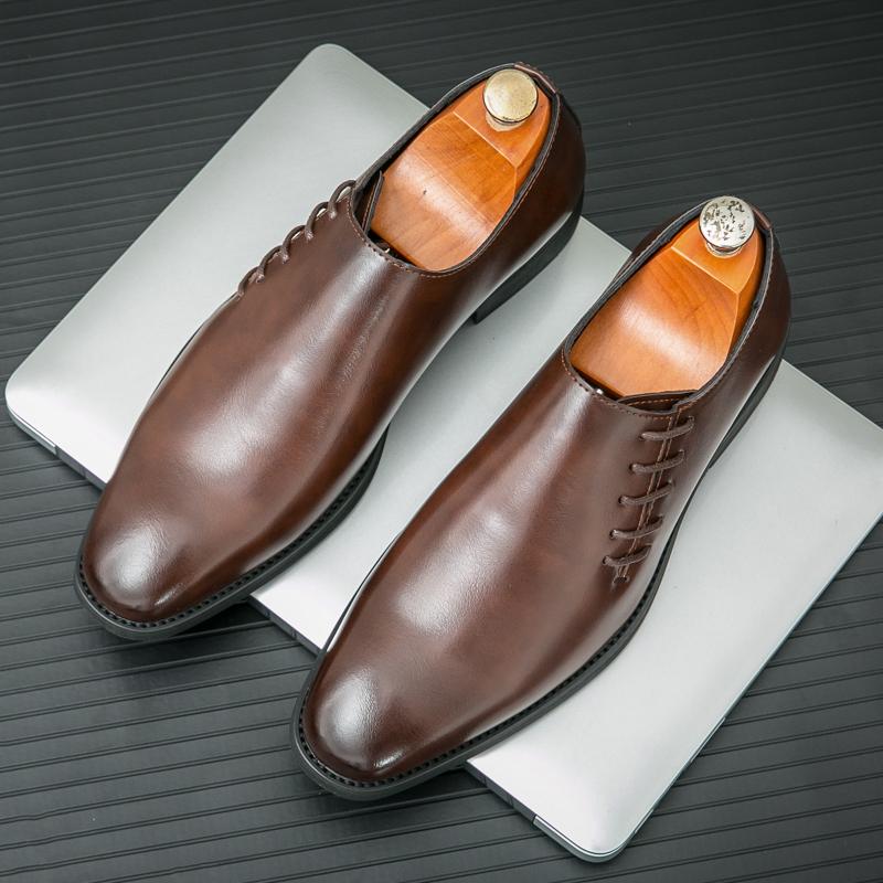 Spring New Brand Men's Comfortable Pointed Oxford Shoes New Men's Breathable Brown/black Business Casual Leather Shoes