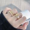 Light Luxury Niche Double-Layer Bead Ring For Women'S High-End Fashion Opening Adjustable Index Finger Ring Stacking Wearing Ring