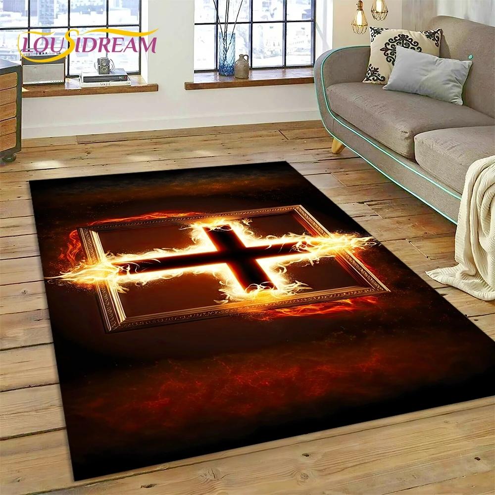 New 3D Pray Holy Bible Cross Jesus Carpet for Living Room Bedroom Home Decor,Floor Mat Non-slip Decoration for Sofa Doormat Gift