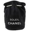 SOLEIL Drawstring Bag Shoulder Bag Novelty Black Canvas Women Used