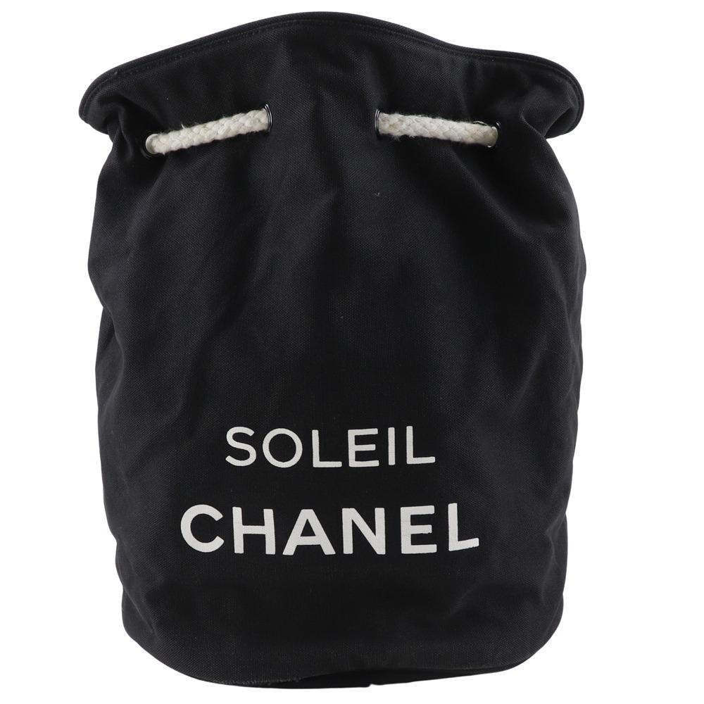 

CHANEL SOLEIL drawstring bag Shoulder Bag novelty black canvas Women Used