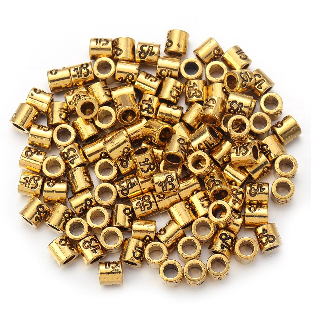 60pcs/lot Twelve Constellations Beads Alloy Beads Big Hole Tube Beads Spacer Loose Beads For Jewelry Making DIY Accessories