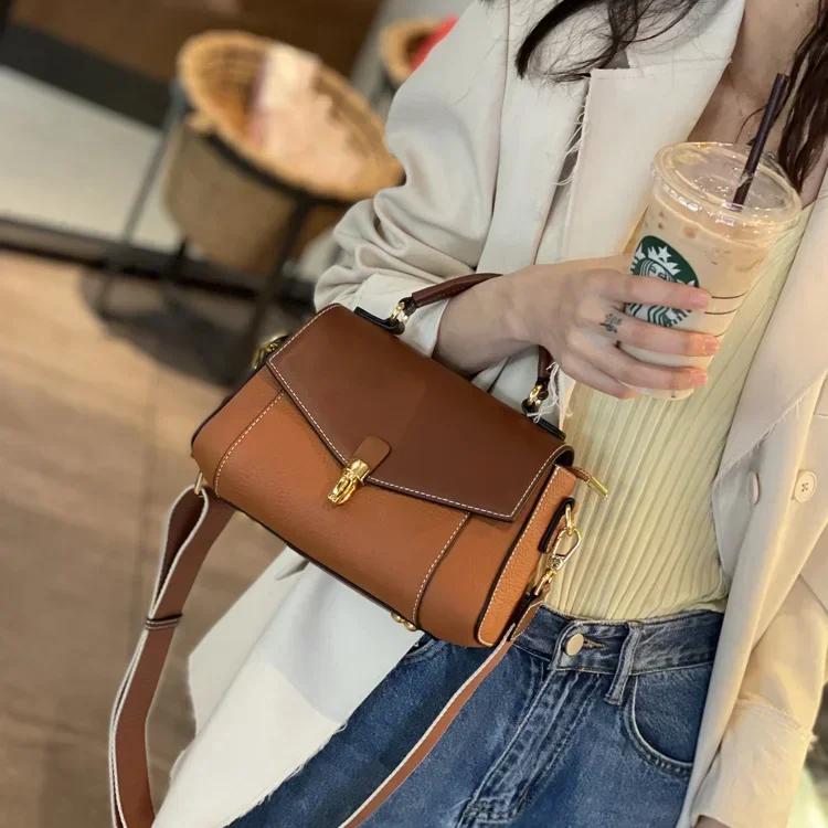 Women's Natural Cow Leather Shoulder Bags Female High Quality Messenger Crossbody Bag Ladies Fashi First Layer Cowhide Handbag