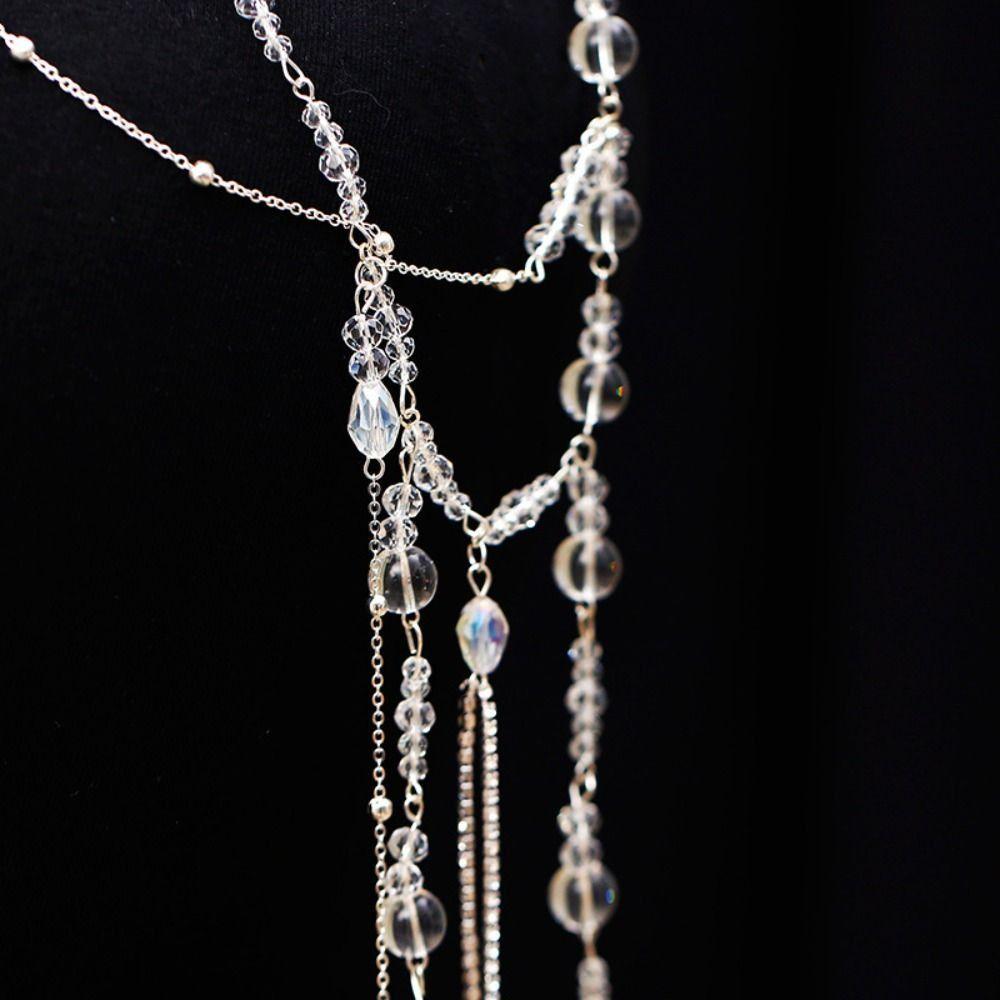 Fairy Glitter Beaded Forehead Ornament Long Tassel Bridal Crown  Wedding Styling Accessories