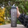 Plastic Water Bottle with Time Marker Fitness Sports Leakproof Drink Cup