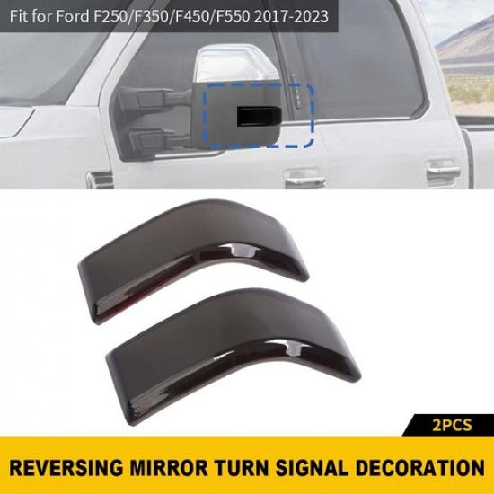 

Smoked Mirror Turn Signal Light Bezel Cover Trims For Ford F250 F350-550 2017-23